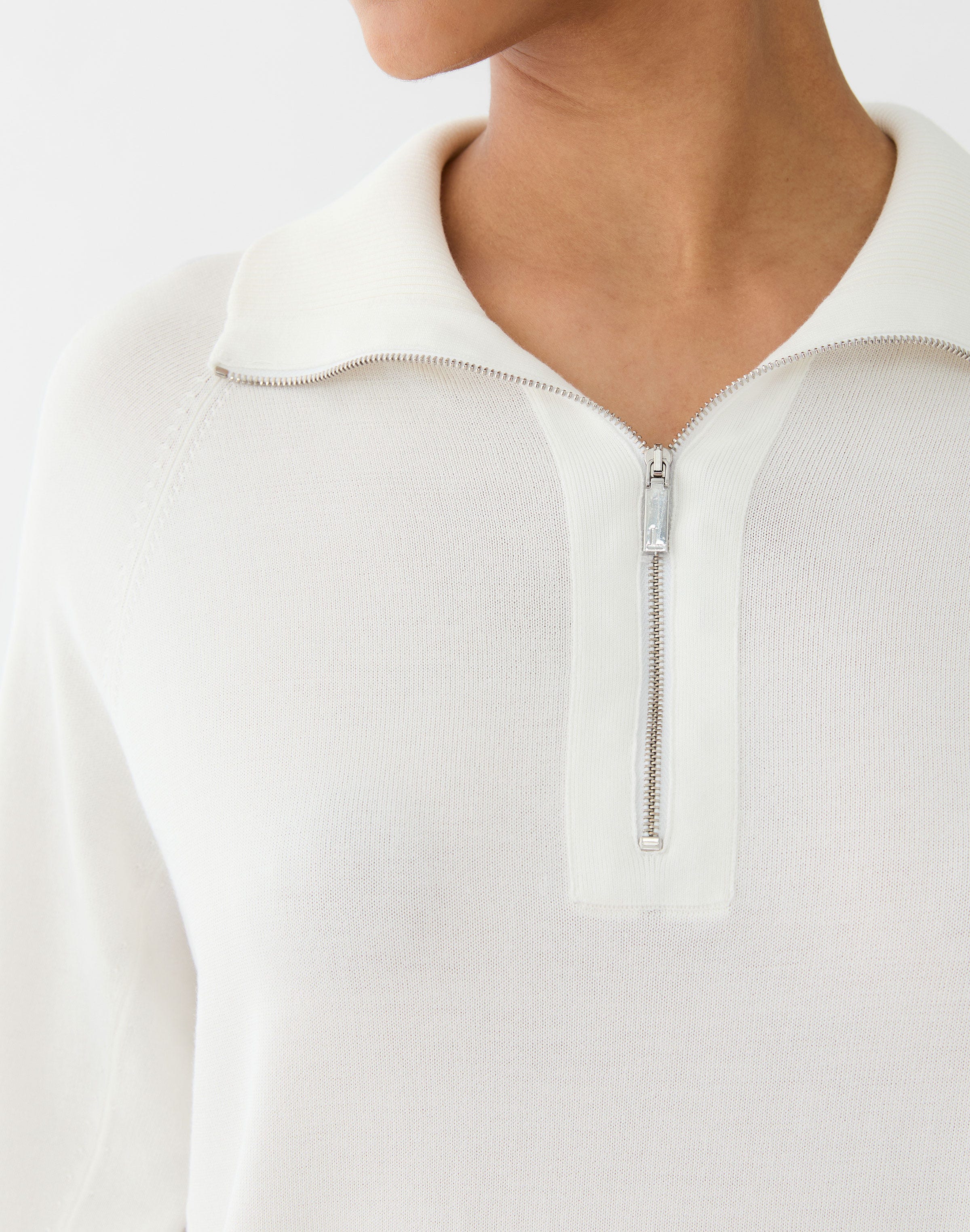 Petite Responsible Matte Crepe Half Zip Sweater