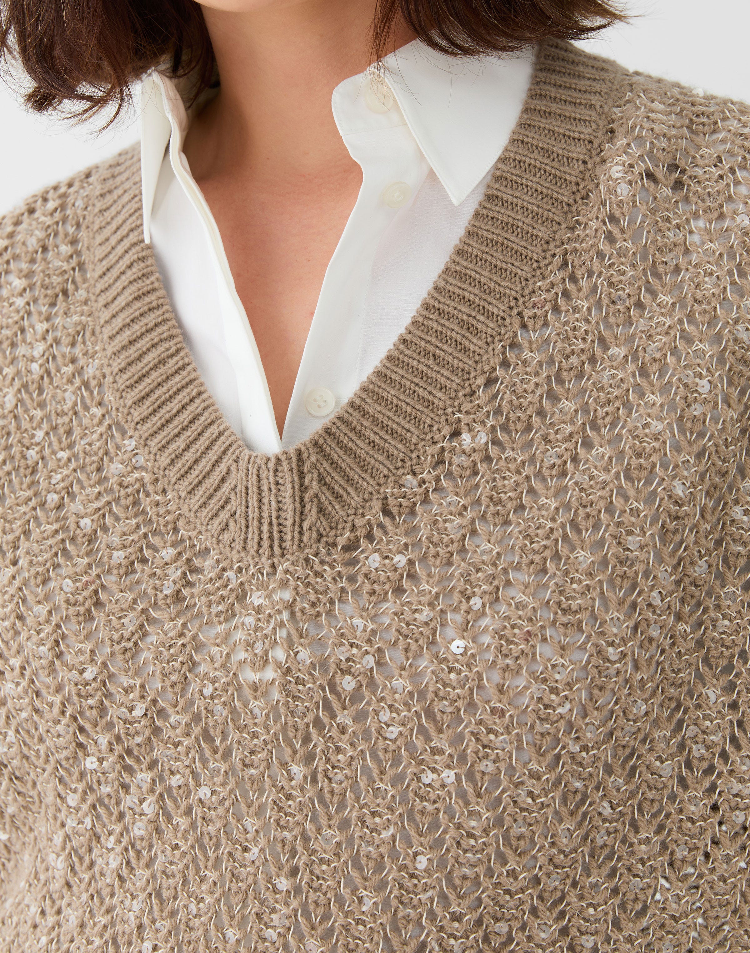 Hand Sequined Wool-Cashmere & Cotton Sweater