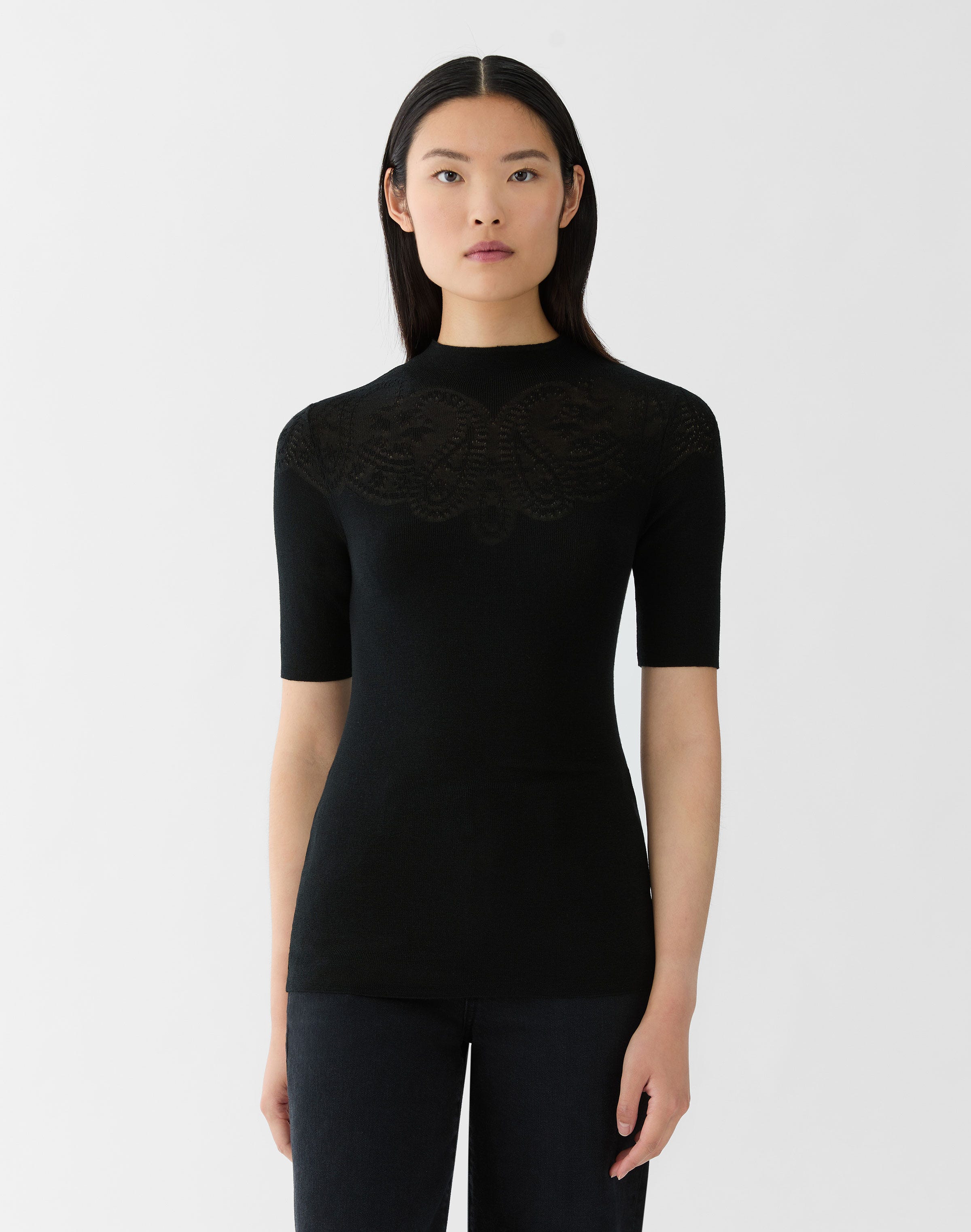 Superfine Merino Wool Ribbed Illusion Sweater