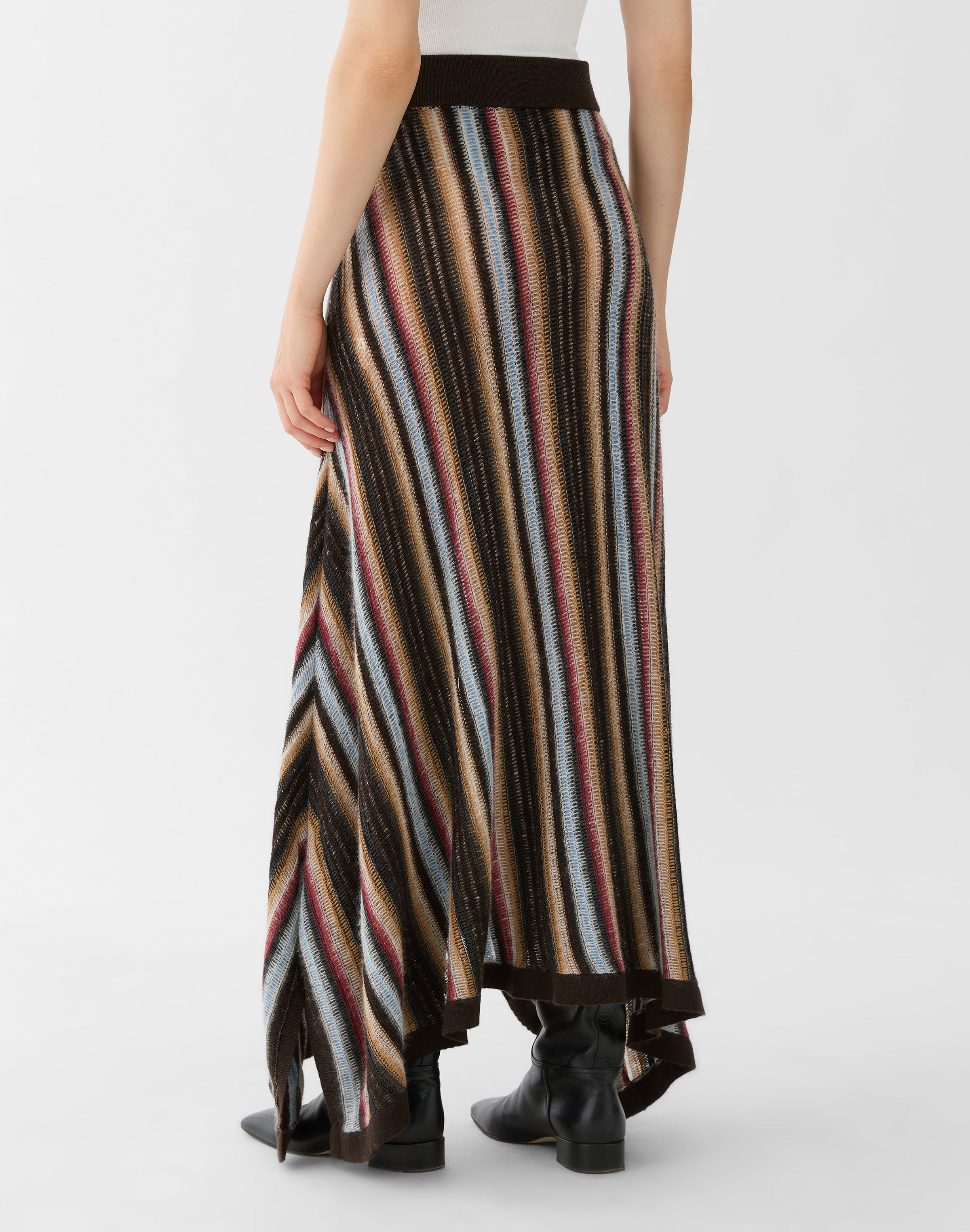 Horizon Stripe Cashmere-Wool Alpaca Handkerchief Skirt
