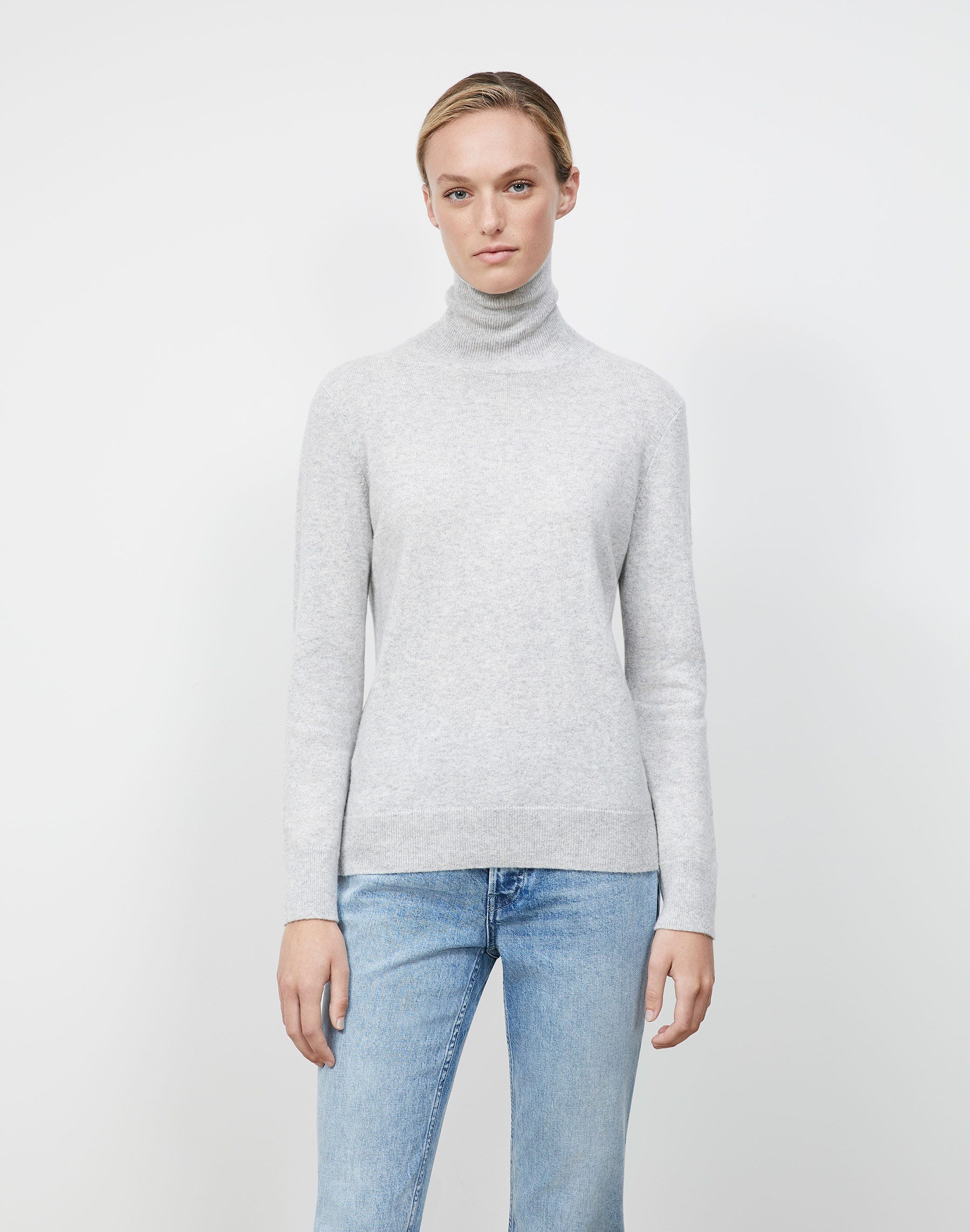 Shop Lafayette 148 Petite Cashmere Turtleneck Sweater In Grey